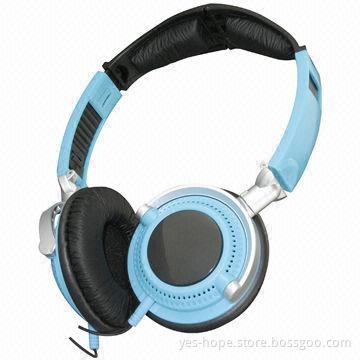 Blue Headphone with In-line Control and Mic